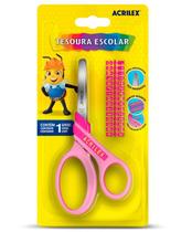 Tesoura Escolar Letras - Acrilex - Rosa