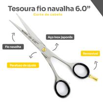 Tesoura Fio Navalha Profissional para Cabelos 6.0 Aço Inox Japonês Dilcintia Tesoura Fio Navalha Profissional para Cabelos 6.0 Aço Inox Japonês Dilcintia