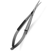Tesoura Hicarer Squeeze em aço inoxidável de 12 cm com ponta curva preta
