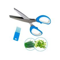 Tesoura Mullticorte com 5 Lâminas Inox Para Cortar Picar Hortaliças Temperos Verduras Ervas Saladas