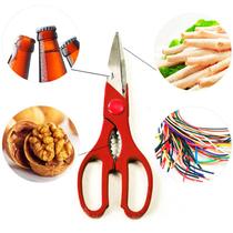 Tesoura Multiuso Cozinha Tecido Papel Plástico Vermelho 20cm