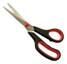 Tesoura Multiuso Inox Cabo Emborrachado Prática Afiada Ideal para Cozinha Costura Tecido Linha Corte Rápido Papel e Mate