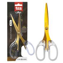 Tesoura Multiuso Inox Dourada 17cm Escritório Costura Tecido Tesoura Multiuso Inox Dourada 17cm Escritório Costura Tecido