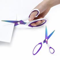 Tesoura Multiuso Titanium 8 Pol 21cm Cabo Emborrachado Patchwork Artesanato Costura Papelaria Tecido