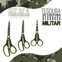 Tesoura Para Costura Decorada Militar Kit C/ 03 - Nybc