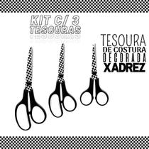 Tesoura Para Costura Decorada Xadrez Kit C/ 03 - Nybc