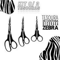 Tesoura Para Costura Decorada Zebra Kit C/ 03 - Nybc