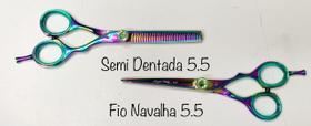 Tesoura Para Tosa Semi Dentada 5.5 Polegadas Multicolor Maryam Trading