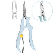 Tesoura Ponta Curva Arremate Acabamento Artesanato 12cm Azul