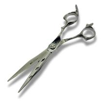 Tesoura Profissional Umi 7 Fio Navalha Cromada Tesoura de Corte Preciso em Aço Inoxidável para Cabeleireiro