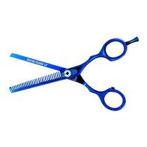 Tesoura semi dentada 5.5 polegadas azul desfiadeira