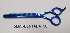 Tesoura semi dentada 7.0 pol azul - MARYAM TRADING