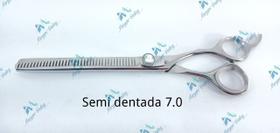 Tesoura semi dentada 7.0 polegadas prata brilho