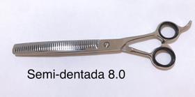 Tesoura semi dentada 8.0 polegadas prata brilho