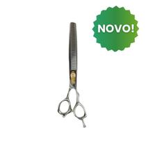 Tesoura Semi-Dentada MBS Basic - Prata e Dourado - 7,5"