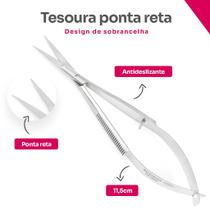 Tesoura Sobrancelha Reta Aço Inox, Prata PRO Dilcintia Tesoura Sobrancelha Reta Aço Inox, Prata PRO Dilcintia