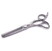 Tesoura Umi Profissional Prata Cromado de 6 Polegadas Fio Desbaste para Corte de Cabelo Barbeiro e Cabeleireiro