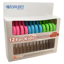 Tesoura Westcott Soft Handle Kids, pacote com 12 cores variadas