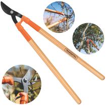Tesourão de Poda Tipo Bypass Tramontina em Aço Carbono com Cabo de Madeira 60cm Para Jardim Jardinagem Podar Galhos