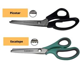 Tesouras De Picotar Zig Zag e Escalope Kit Profissional Ideal para Artesanato Costura Patchwork Escola Cabo Anatômico