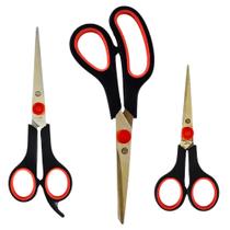 Tesouras Multiuso Aço Inox Tecido-cozinha-costura Kit C/3un Cor Preto