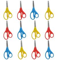 Tesouras Westcott Kids 5 Blunt, pacote com 12 (4 amarelas, 4 vermelhas, 4 azuis)