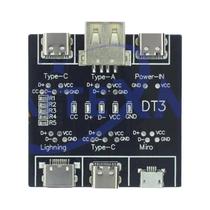 Testador De Cabo Tipo-C Micro USB C DT3 Placa De Detecção De Cabo De Dados Para iOS Android