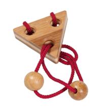 Teste de QI, quebra-cabeça de corda de bambu, "vermelho", em caixa de metal
