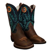 Texana Durango Kids Marrom Cano bordado Verde e Laranja