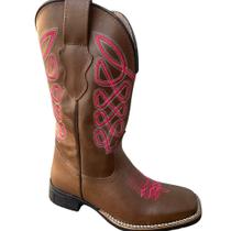 Texana Feminina Country Com Bordado Rosa