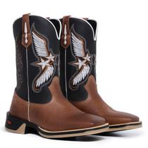 Texana Masculina Bota Botina Country Sola Jumper Reforçada Bico Quadrado Cano Medio