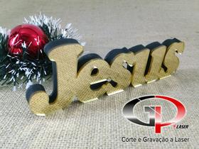 Texto Decorativo para Mesa - JESUS - Dourado