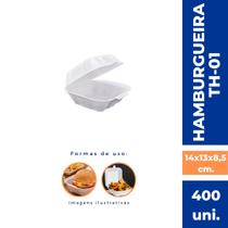 TH01 Hamburgueira EPS 14x13x8,5cm Totalplast com 4 Pacotes de 100 Unidades Total 400 Embalagens
