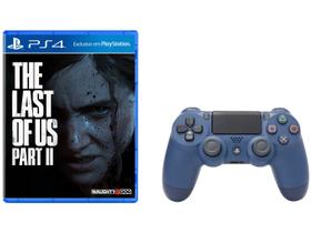 The Last of Us Part II para PS4 + Controle - para PS4 sem Fio Dualshock 4 Sony Midnight Blue