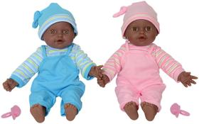 The New York Doll Collection 12" Sweet African American Twin Dolls Play Baby Dolls Full Body African American Twins