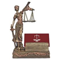 Themis Deusa Justiça Porta Cartão Dourado Ou Branco Resina