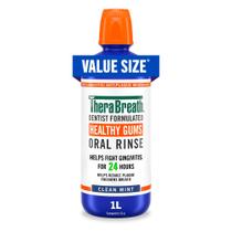 TheraBreath Enxaguante Bucal para Gengivas Saudáveis, Antigingivite, Sabor Menta Limpa, Formulado por Dentistas para Ajudar a Prevenir a Gengivite e Apoiar a Saúde das Gengivas, Sem Álcool, 1 Litro