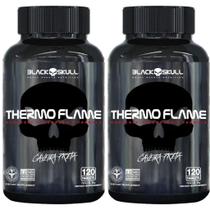 Thermo Flame 120 Caps Termogênico Black Skull Kit 2 Potes