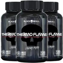 Thermo Flame 120 Caps Termogênico Black Skull Kit 3 Potes