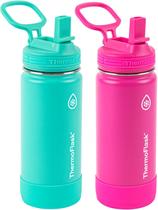 Thermoflask Garrafas Térmica Com 2 Unidades, 473 Ml De Aço Inoxidável, 16 Onças, Com Tampa, Águamarinha_rosa Tempestade