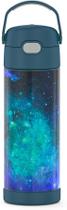 Thermos Funtainer Garrafa de vácuo de aço isolada, 470 ml Galaxy Blue Green Thermos Funtainer Garrafa de vácuo de aço isolada, 470 ml Galaxy Blue Green