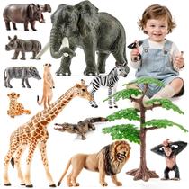 THINKBAY Conjunto de 12 Brinquedos Grandes e Realistas de Animais da Safari