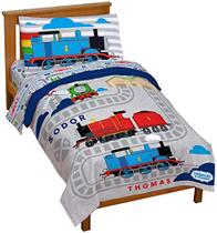 Thomas & Friends Rail Run 4 Peça Toddler Bed Set - Inclui Comforter & Sheet Set Beddding - Microfibra resistente ao fade super macio (produto oficial da Mattel)