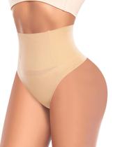 Thong Shapewear Tummy Control de cintura alta para mulheres beige-2 XXL