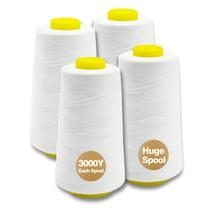 Thread WAFASSZD White Serger Poliéster multiuso 4x3000YDS Thread WAFASSZD White Serger Poliéster multiuso 4x3000YDS
