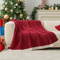 Throw Blanket Amélie Home Chenille Waffle 50x60cm Vermelho Natal