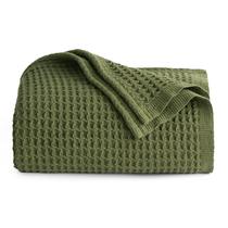 Throw Blanket Bedsure 100% algodão, tecido de waffle, verde oliva
