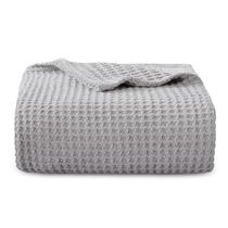 Throw Blanket Bedsure 100% algodão Waffle Weave 130 x 180 cm cinza