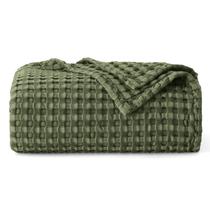 Throw Blanket Bedsure Cooling Cotton Waffle Weave Green