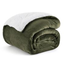 Throw Blanket Bedsure Sherpa Fleece para sofá 130x150cm Olive